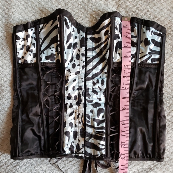 Y2K Vintage Blue Black Satin Strappy Spotted Animal Print Coset - Picture 10 of 17